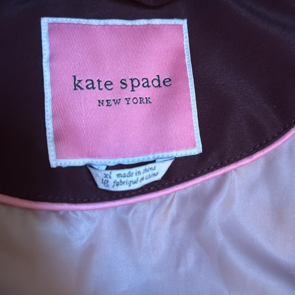 Kate Spade Maroon Down Winter Puffer Coat Jacket Fur Hood XL - Picture 4 of 5